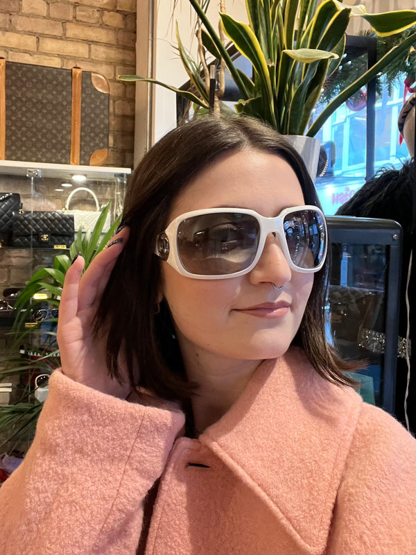 Chanel White Wrap Around Sunglasses