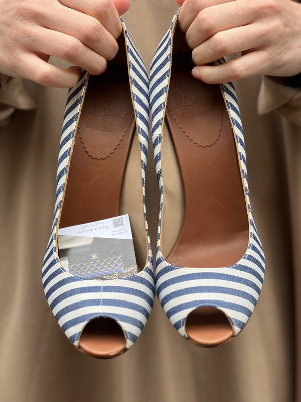Christian Louboutins Striped Heels - Size UK 5.5