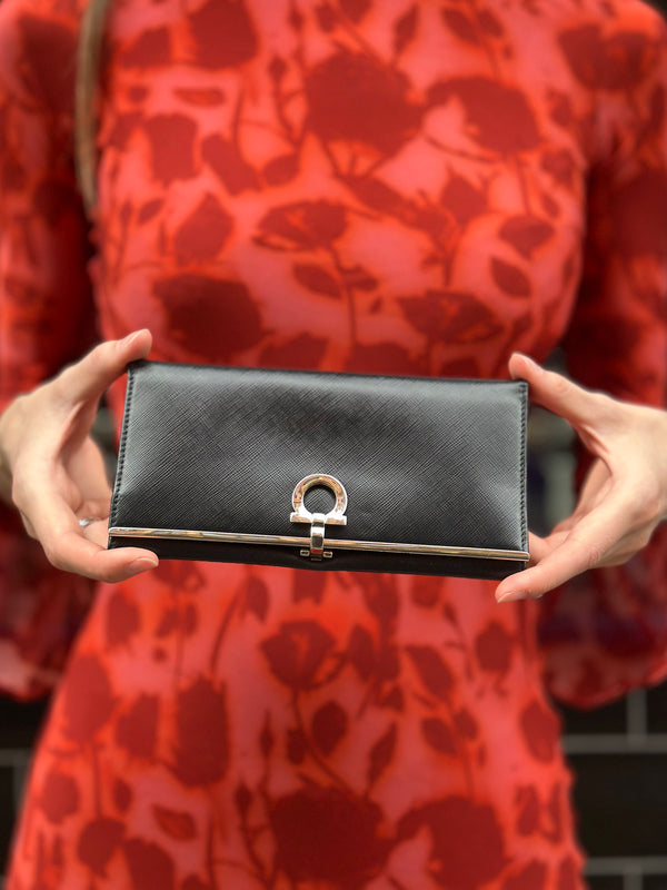 Salvatore Ferragamo Black Leather Wallet