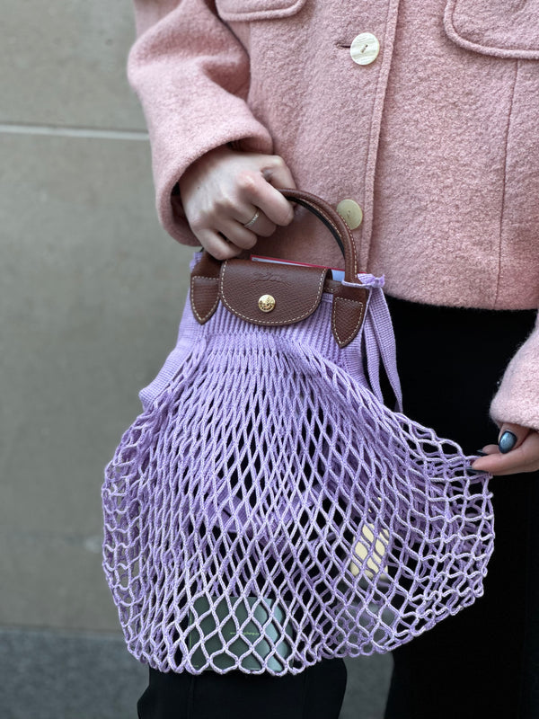 Longchamp Purple Le Pliage Filet Mesh  Handbag