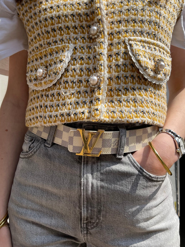 Louis Vuitton Damier Azur Canvas & Leather Belt