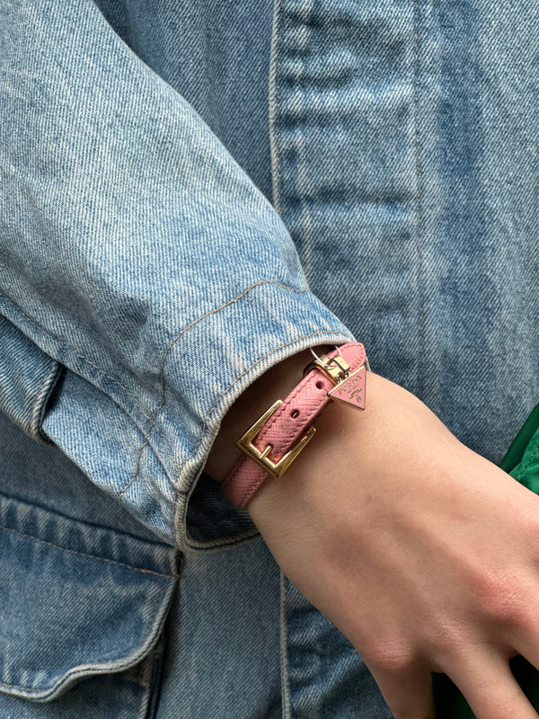 Prada Pink Saffiano Leather Bracelet