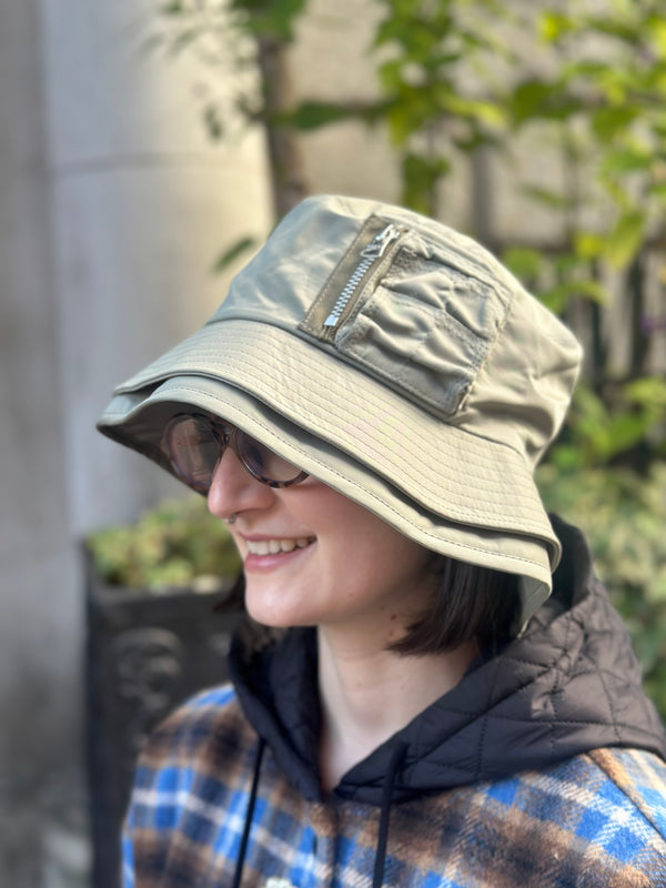 Sacai Green Nylon Bucket Hat -Size Large