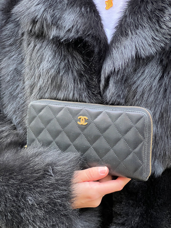 Chanel Black Leather CC Long Wallet