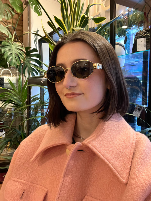 Celine Goldtone Oval Sunglasses