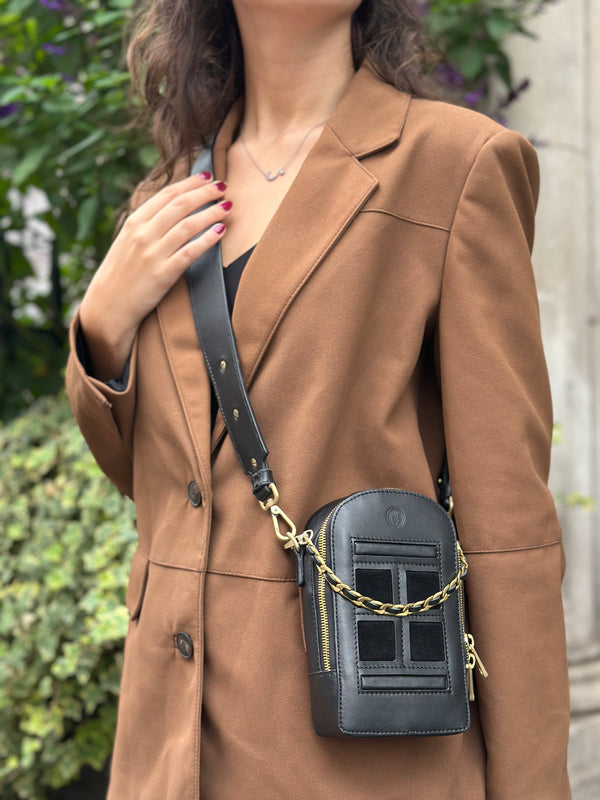 My Name is Ted Black Mini Door Crossbody Handbag