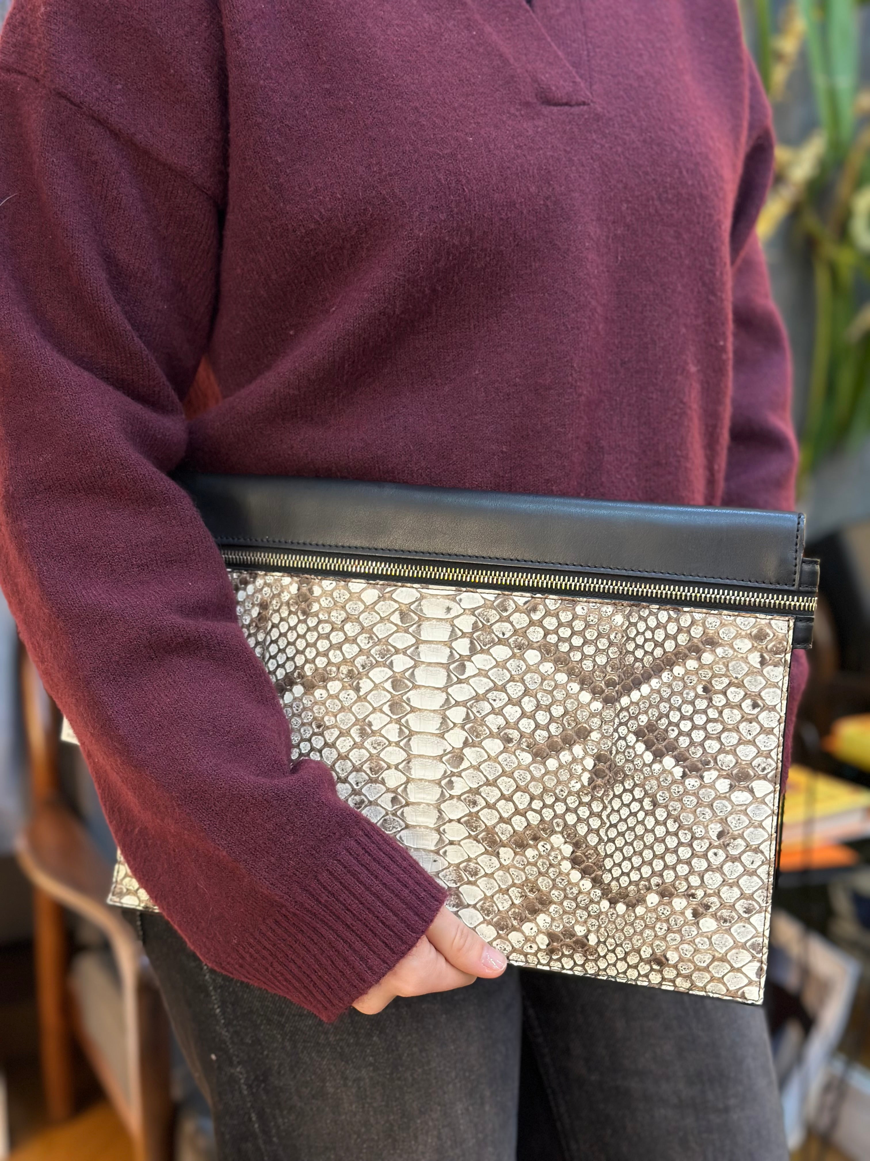 Victoria Python Victoria Beckham Python Effect Leather Clutch – Siopaella Designer Exchange