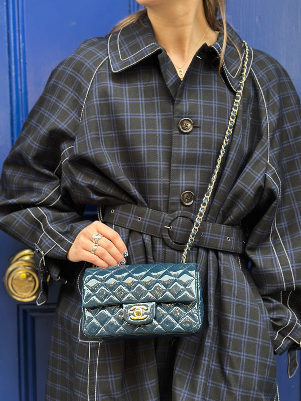 Chanel Navy Patent Leather Mini Rectangular