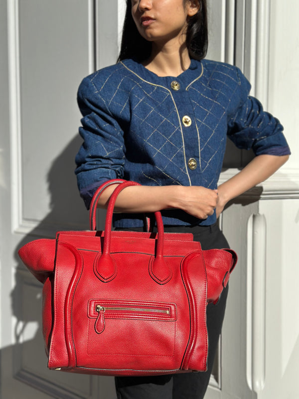 Celine Red Drum Leather Phantom Tote