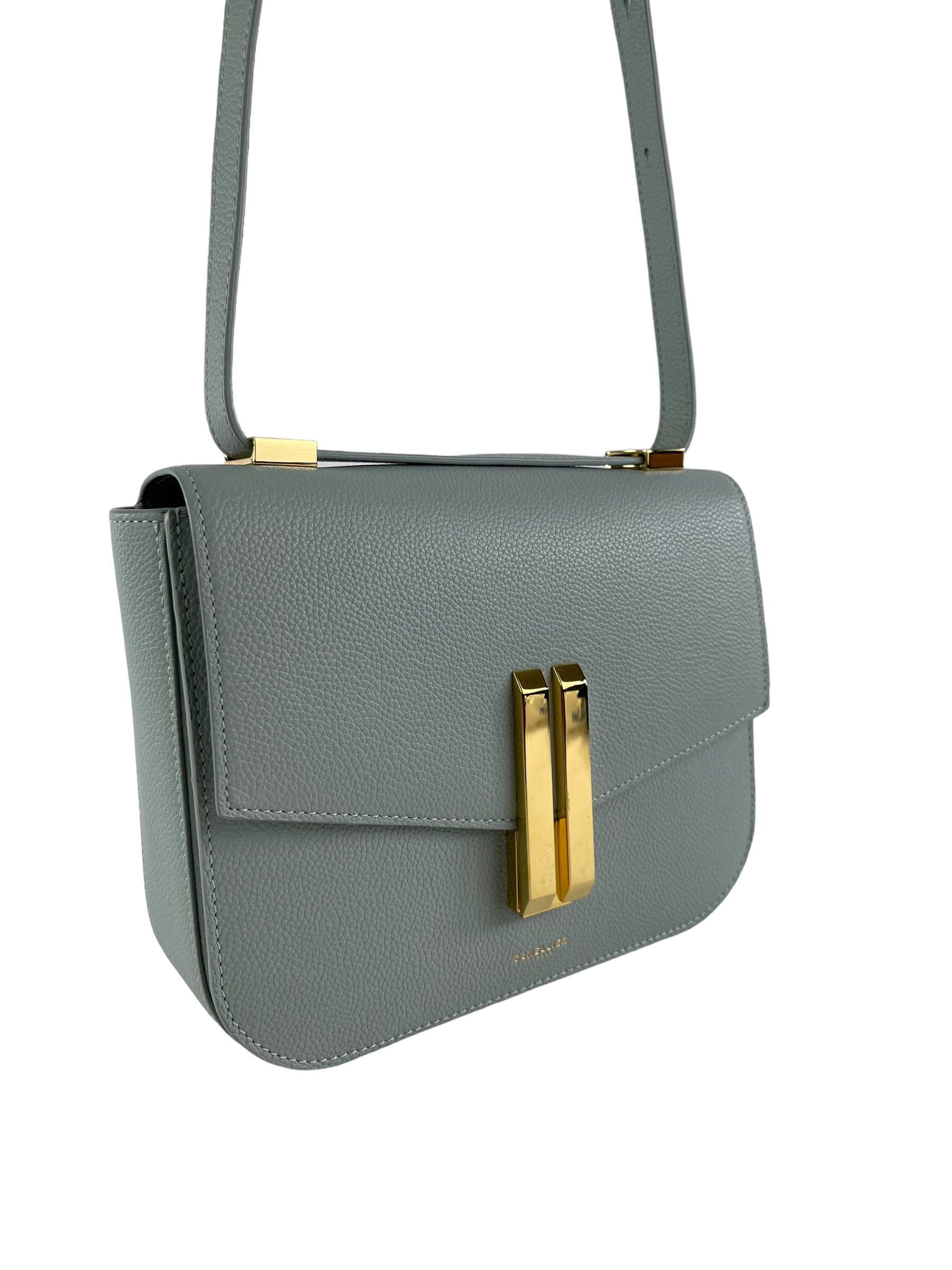 DeMellier Vancouver sage smooth ブルー DeMellier London Vancouver Sage Green Leather Crossbody