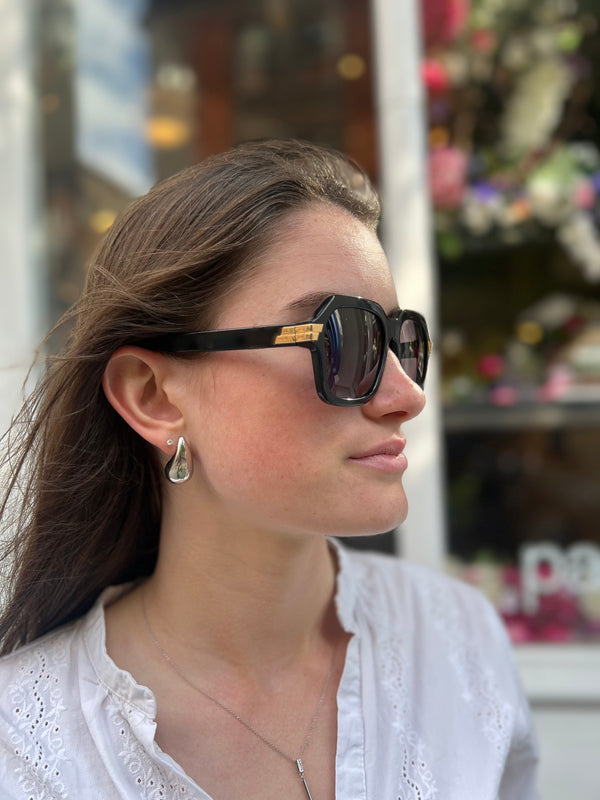 Bottega Veneta Rectangle Black Sunglasses