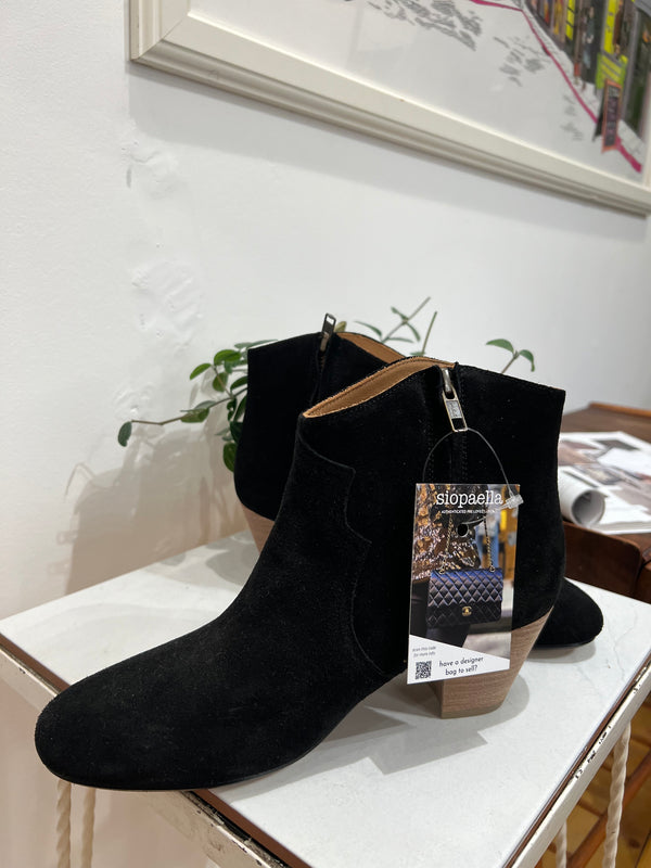 Isabel Marant Black Suede Leather Dicker Boots - UK 6 / EU 39