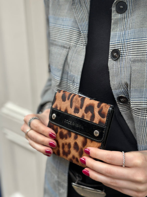 Dolce and Gabbana Pony Hair Leapord Print Wallet