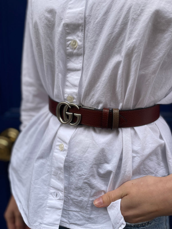 Gucci Brown GG Reversible Leather Belt