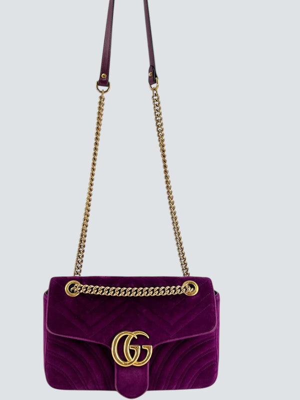 Gucci Purple Velvet GG Marmont GG