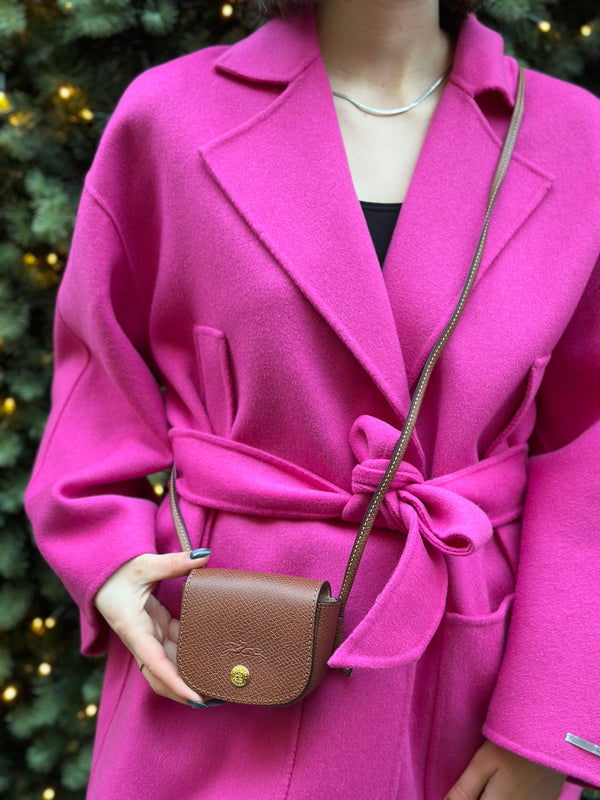 Longchamp Tan Leather Mini Coin Crossbody