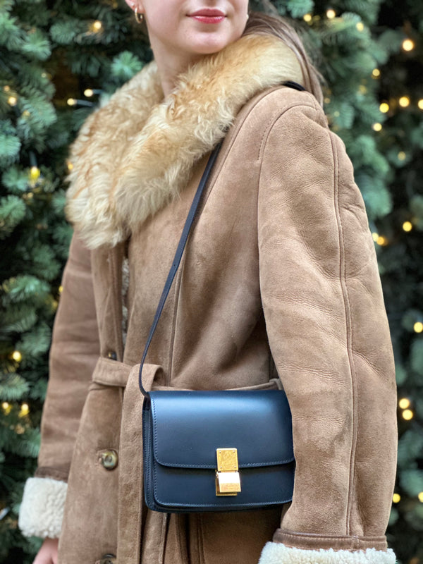 Celine Navy Leather Small Box Bag