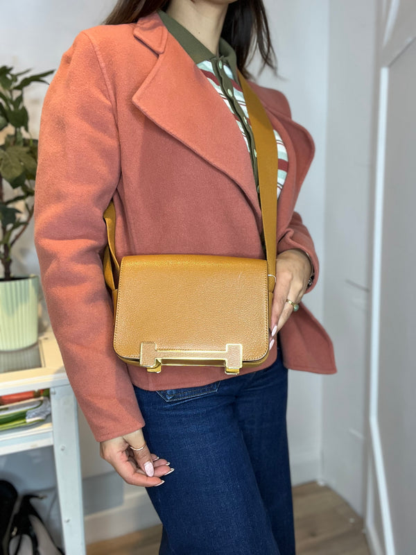 Hermès Gold Evercolor Calfskin Leather Geta Crossbody