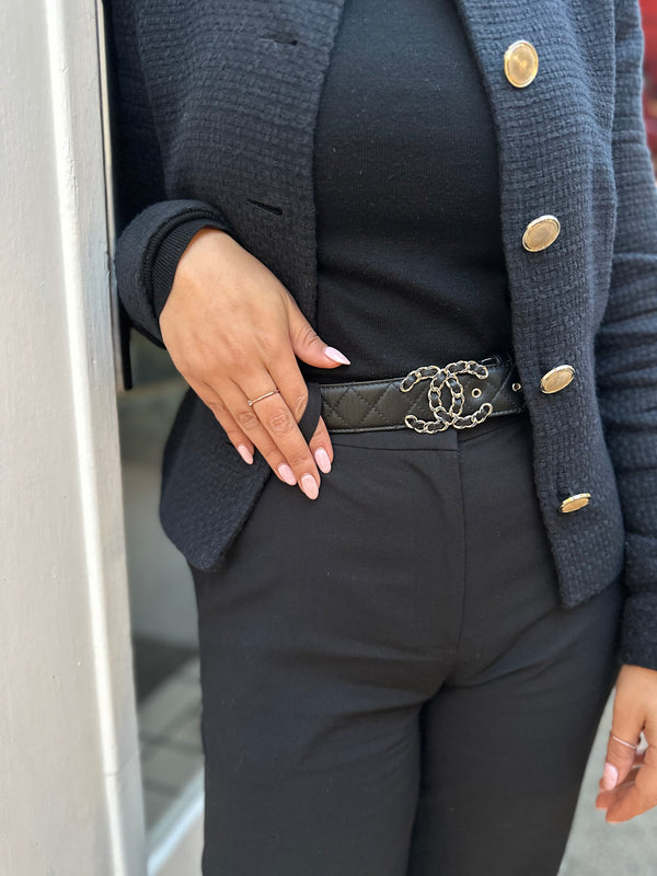 Chanel Black Calfskin CC 80 cm Belt