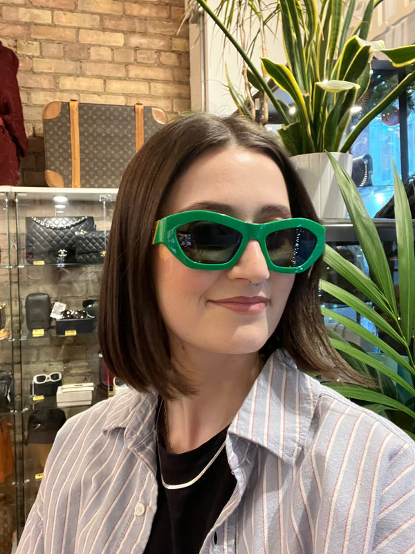 Bottega Veneta Green Cat Eye Sunglasses