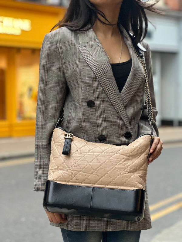 Chanel Two tone Leather Gabrielle Medium Crossbody Handbag