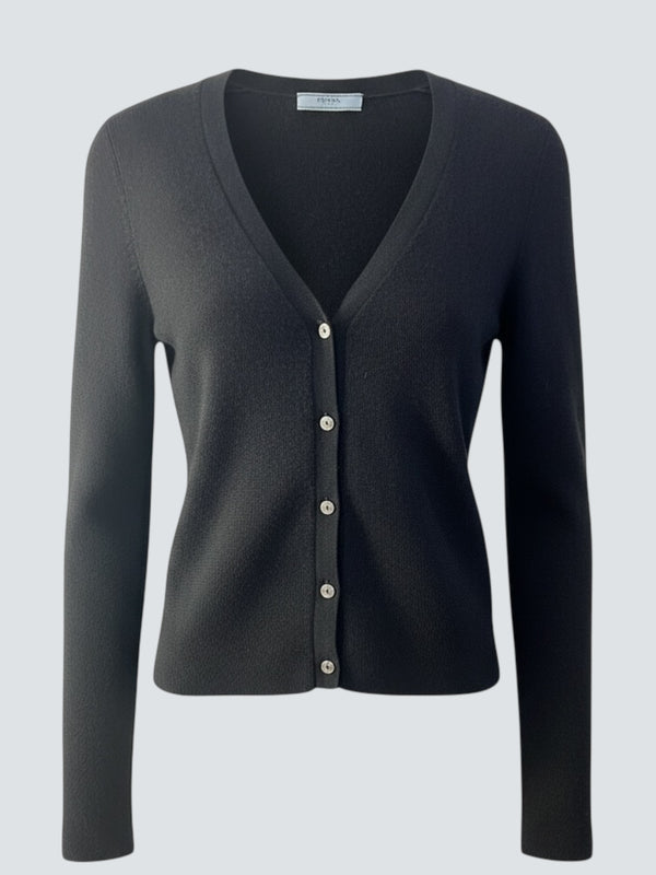 Prada Black Silk & Cashmere Cardigan - Size S/M