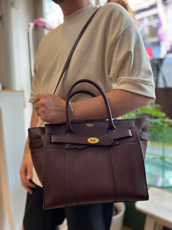 Mulberry Burgundy Leather Zipped Bayswater Tote
