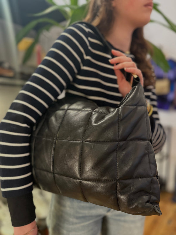 All Saints Black Leather Large Shoulder Bag