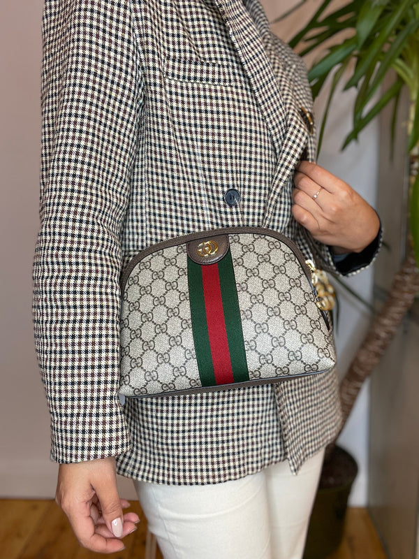 Gucci Monogram Canvas Ophidia Shoulder Bag