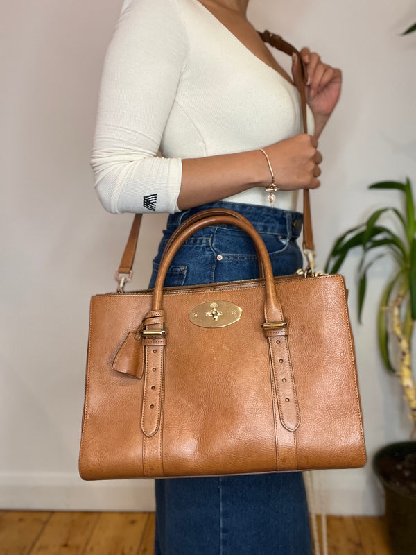 Mulberry Oak Leather Zip Top Bayswater