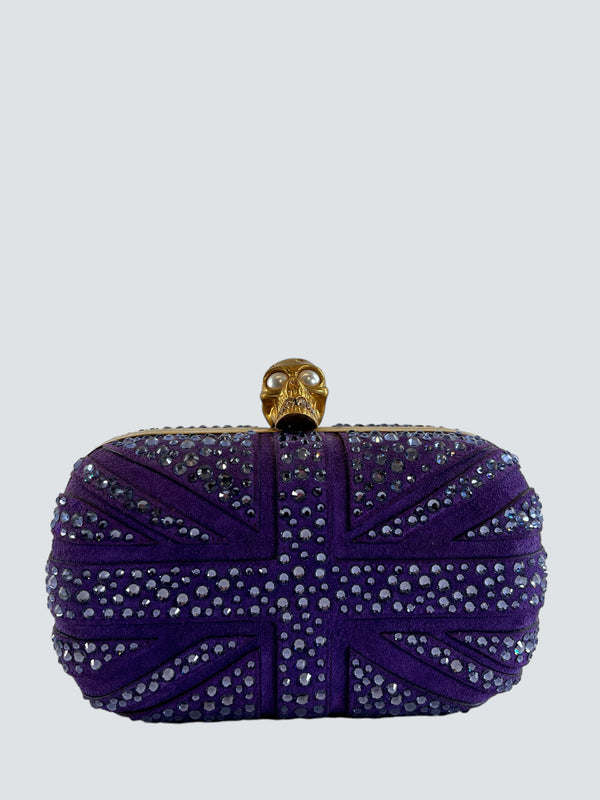 Alexander McQueen Purple British Clutch