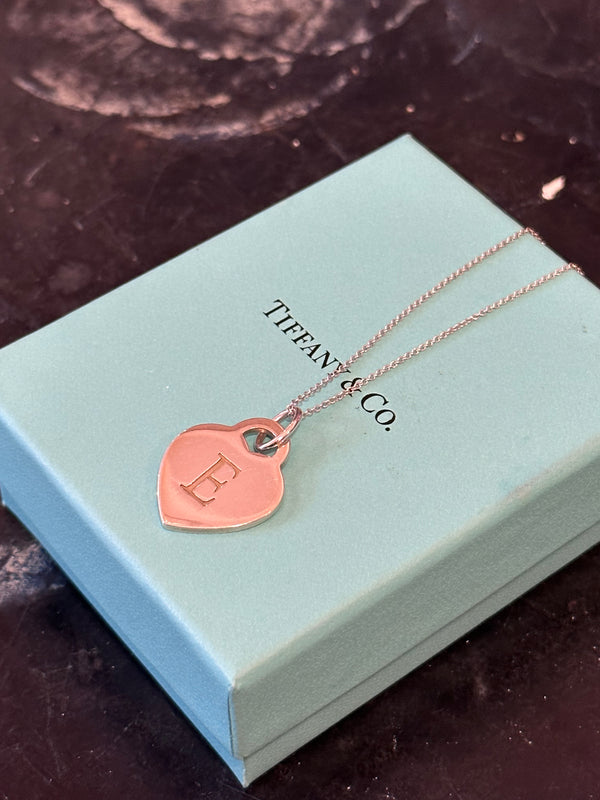Tiffany and Co. Sterling Silver Letter Charm Pendant Necklace
