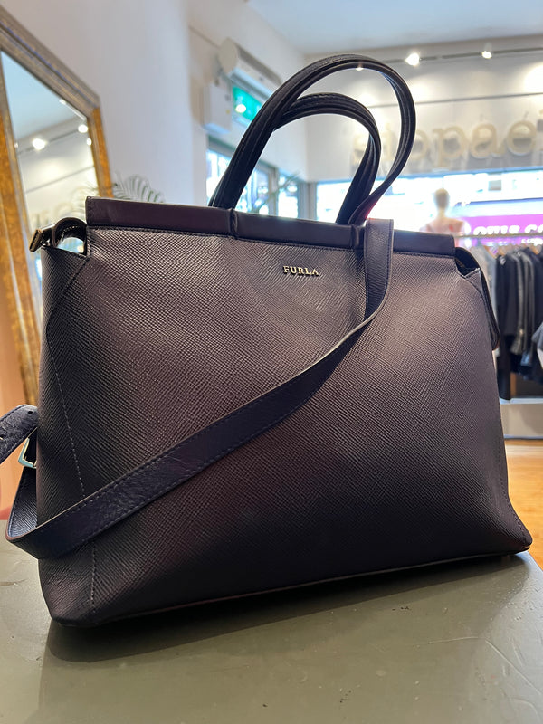 Furla Navy Leather Tote