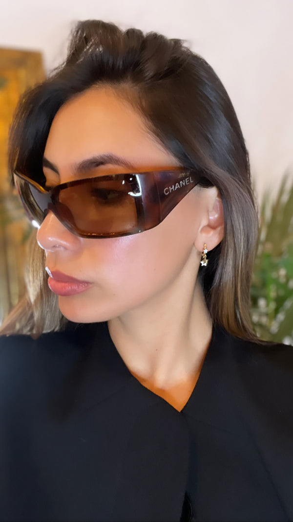 Chanel Tortoise Shell Wrap Around Sunglasses