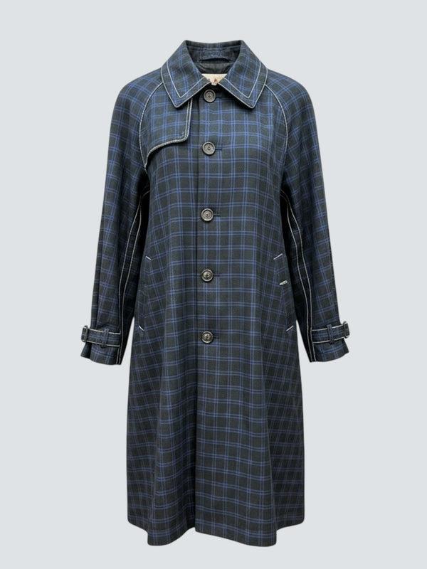 Marni Checked Virgin Wool Coat - Size Large
