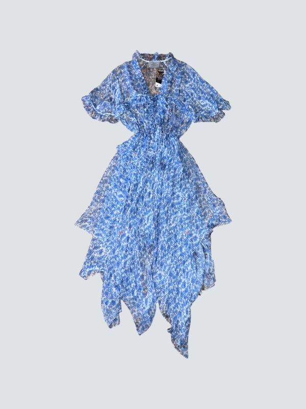 Preen Blue Printed Dress - Size Small