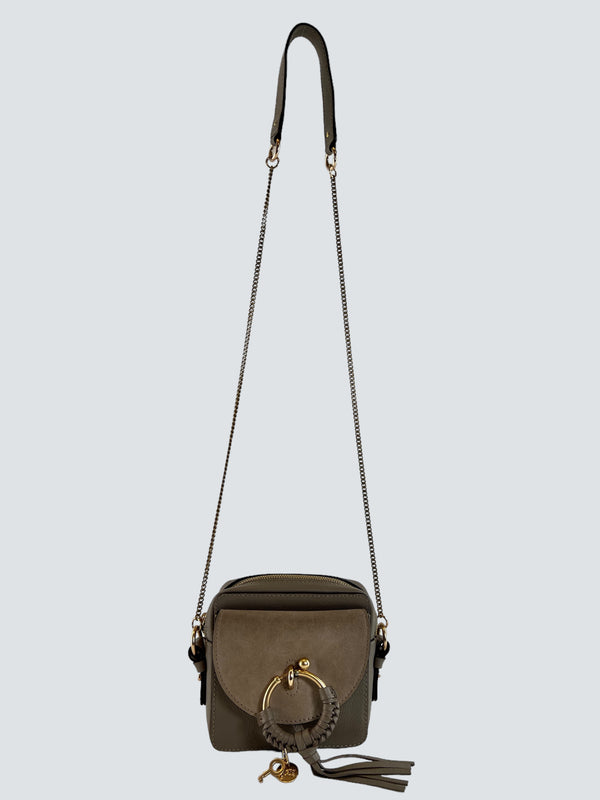 See By Chloe Small Grey Leather & Suede Joan Camera Bag