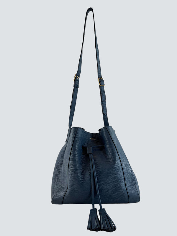 Mulberry Blue Pebbled Leather Small Millie Bucket Bag