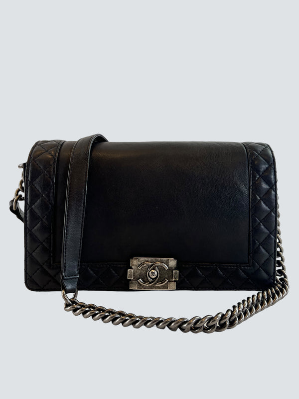 Chanel Black Lambskin Leather Boy Bag