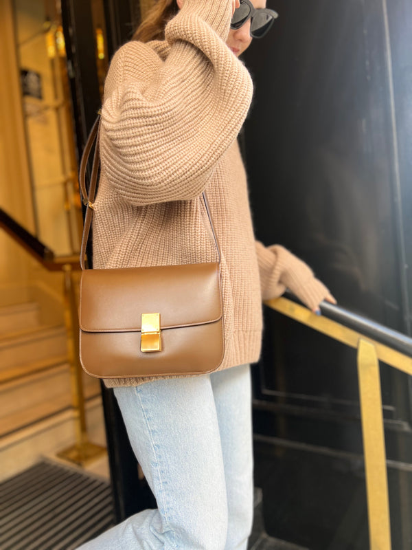 Celine Tan Leather Classic Box Bag