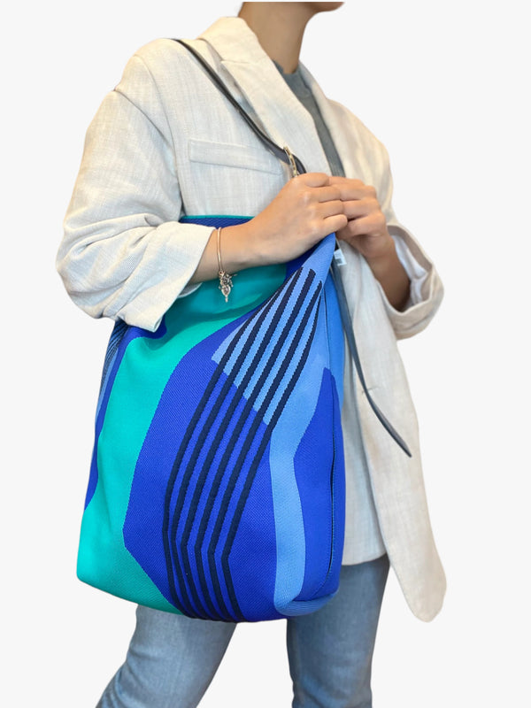 Hermès Blue Canvas Etriviere Shoulder Bag