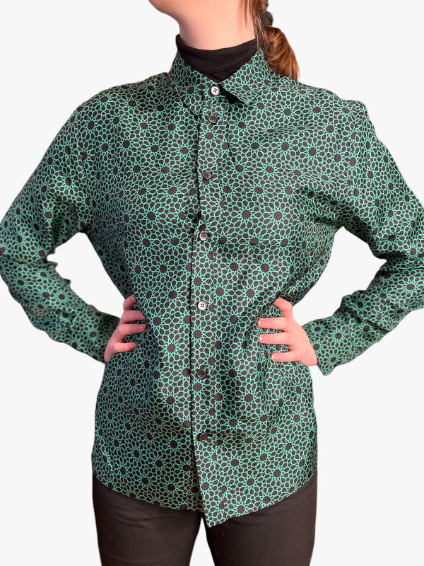 Marni Green Printed Silk Blouse - Size EU 42 / Large
