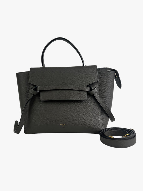 Celine Grey Calfskin Leather Micro Belt Bag