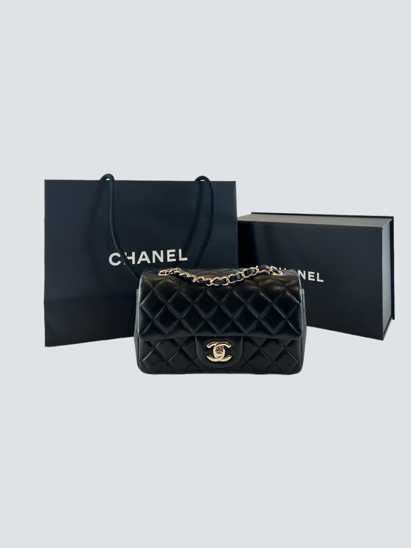 Chanel Black Lambskin Leather Mini Rectangular Crossbody