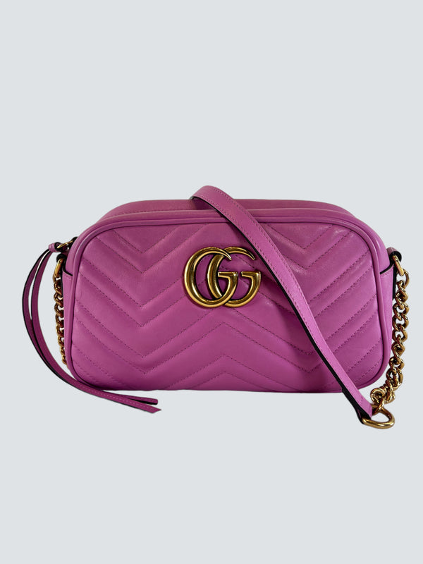 Gucci Lilac Pink Leather Marmont Crossbody