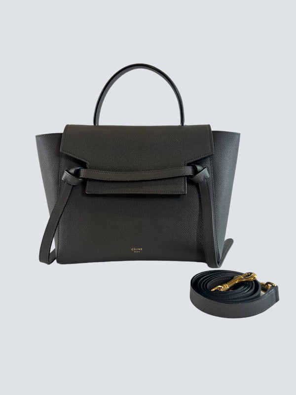 Celine Grey Calfskin Leather Belt Bag