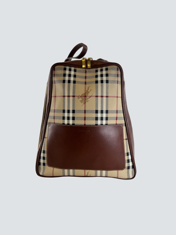 Burberry Vintage Check Canvas & Leather Haymarket Backpack