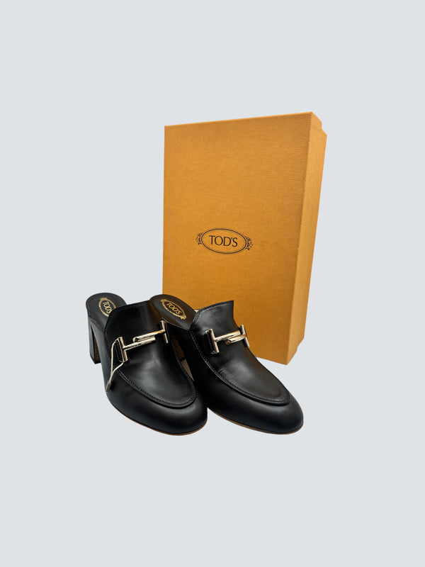 Tod's Horsebit Mules Size UK 5.5 Black Shoes