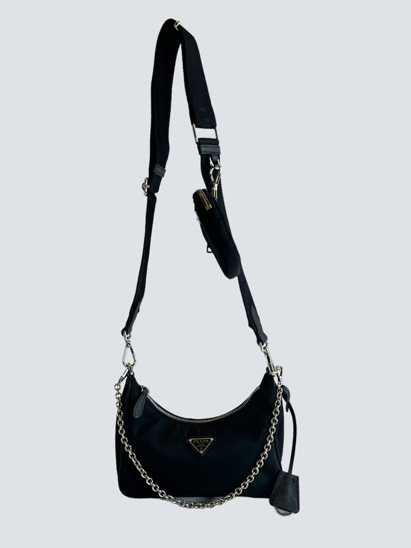 PART PAYMENT - Prada Black Nylon Re-edition 2005 Crossbody Handbag