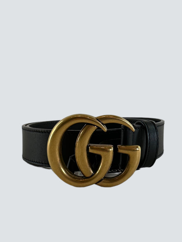 Gucci Black Leather Marmont Belt - 34" Waist